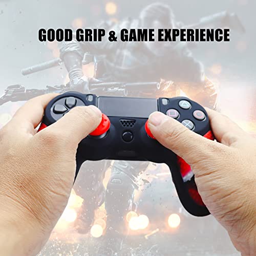 Silicone Skin for Ps4 Controller, 1pc Anti-Slip Shell Cover Case with 10 Joystick Grips for Playsation 4/ Slim/Pro Dualshock 4 Controller Wireless Gamepad(PS4 Controller #7) - color: PS4 controller #7
