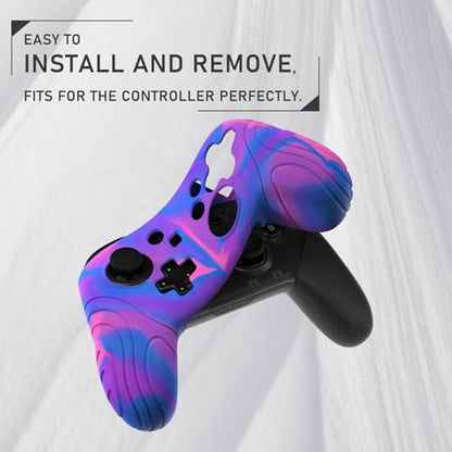 PlayVital Samurai Edition Ergonomic Silicone Skin Protective Case for Nintendo Switch Pro, Soft Anti-Slip Controller Grip Protector for Nintendo Switch Pro with Thumb Grips - Pink & Purple & Blue - color: Pink & Purple & Blue
