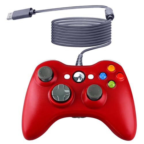 OSTENT Wired USB Controller Gamepad Joystick for Microsoft Xbox 360 Console Windows PC Laptop Computer Video Game Color Red - color: Red