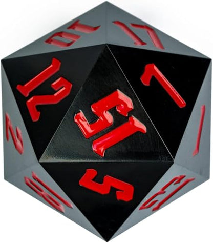 D20 Single Dice 55mm, 20 Sided DND Dice, Giant D20 D&D Polyhedral Dice Large D20 for Dungeons and Dragons, RPG, MTG Table Games (Black)… - color: Black
