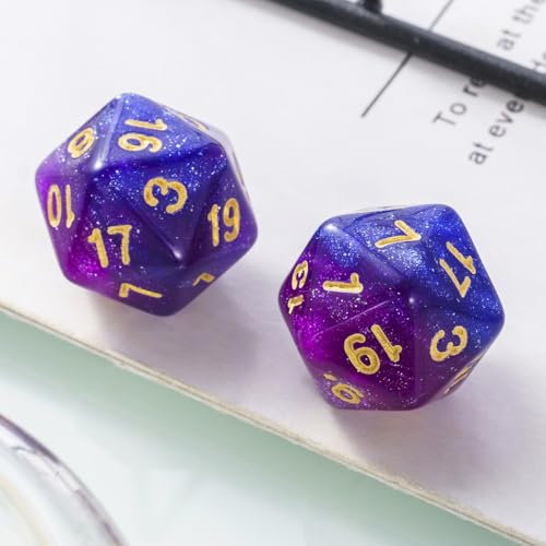 10 Pieces Polyhedral Dice Set D20 Dice 20mm Acrylic 20 Sided Game Dice for Dungeons and Dragons RPG MTG DND Dice Table Games (Starry Purple Blue) - color: Starry Purple Blue