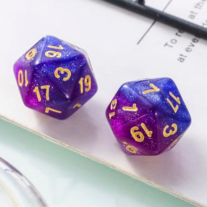 10 Pieces Polyhedral Dice Set D20 Dice 20mm Acrylic 20 Sided Game Dice for Dungeons and Dragons RPG MTG DND Dice Table Games (Starry Purple Blue) - color: Starry Purple Blue