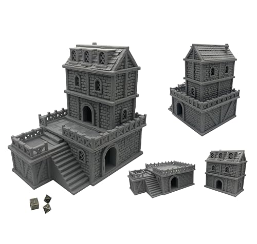 Middle-Ages Buildings Terrain Scenery for 18mm and 28mm Miniature Tabletop Wargames, 3D Printed and Paintable (28mm Scale)