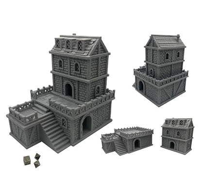 Middle-Ages Buildings Terrain Scenery for 18mm and 28mm Miniature Tabletop Wargames, 3D Printed and Paintable (28mm Scale)