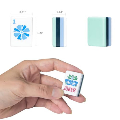 Jongyance American Mahjong Set(4 Layer) with Blue Carrying Bag, 160 Engraved Acrylic Tiles, 4 All-in-One Rack/Pushers, Mahjong Tiles Set (Ma Jong, Mah-Jongg, Majiang) - color: Green