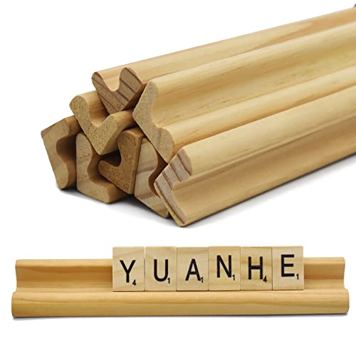 Yuanhe Scrabble Letter Tile Holders - Wooden Scrabble Rack Tray Set of 8, for Crafts and Game Stands - style: 8PCS