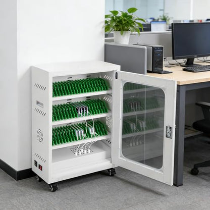 Rechargeable Mobile Phone Charging Cabinet,50 Slots Cell Phones Charging Station Portable Cellphone Charging Cart with Combination Lock, for Students and Employees, Tourists - size: 50-Slots