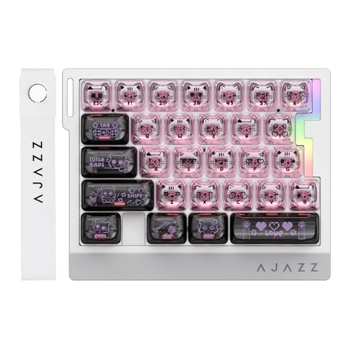 AJAZZ AK029 Magnetic Switch One Handed Gaming Keyboard, Hall Effect Rapid Trigger Mechanical Keypad with SOCD & DKS, 8KHz Polling Rate, 29 Keys Mini Ergonomic Gaming Keyboard for FPS Gamers, PC - color: Black Pink Transparent