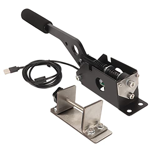 USB Handbrake, Linear E Handbrake, Hall Sensor, 64 Bit Handbrake for PC Racing Games, for G27 G29 G920 T500 T300 ETS2 ATS Brake Analog Hand Brake with Handle Grip Clamp, Compatible