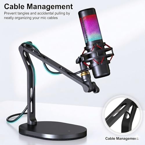 Desktop Microphone stand,Gaming Microphone Boom Arm Stand,Weighted Base | Aluminum Mic Arm with 3/8" to 5/8" adapter, compatible with Blue Yeti HyperX Fifine most mics for podcast and streaming
