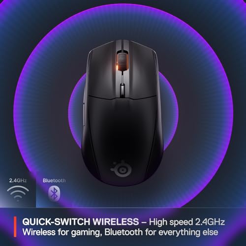 SteelSeries Rival 3 Wireless Gen 2 Gaming Mouse — 2.4GHz and Bluetooth — 18000 DPI TrueMove Air Optical Sensor — 60 Million Click Durability — Light-Weight — 100% PTFE Feet — Black | TrueMove Air 18K Sensor with Quantum 2.0 Wireless and 60M clicks for gam