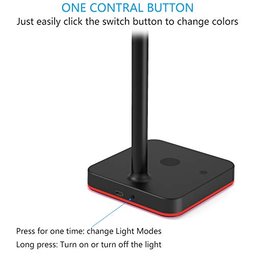 KAFRI RGB Dual Headphone Stand with Wireless Charger Desk Gaming Double Headset Holder Hanger Rack with 10W/7.5W QI Charging Pad and QC 3.0 USB Port - Suitable for Gamer Desktop Table Game Earphone - color: Black- Dual