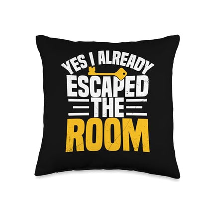 Exit Escape Room Game Player Solve Puzzle Master Fast Winner Throw Pillow - size: 16x16