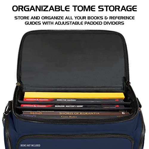 ENHANCE Travel Bag for DND Collector's Edition, Bag Compatible with Dungeons and Dragons, Battle Mat Holder, Dice Pockets and Accessories, Carry 4-8 Books (Blue Dragon) - color: Dragon Blue