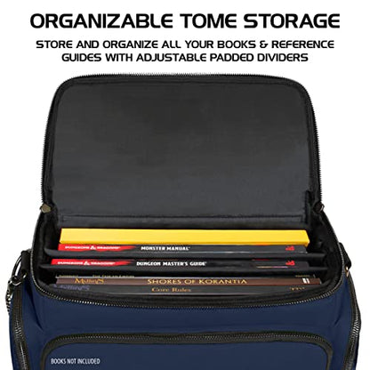 ENHANCE Travel Bag for DND Collector's Edition, Bag Compatible with Dungeons and Dragons, Battle Mat Holder, Dice Pockets and Accessories, Carry 4-8 Books (Blue Dragon) - color: Dragon Blue