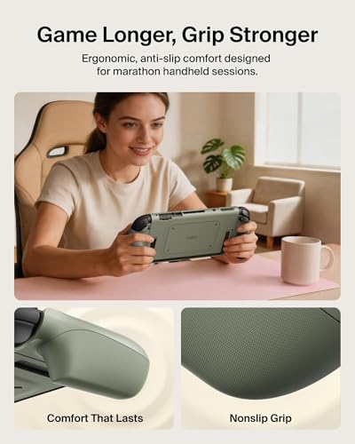 Belkin Nintendo Switch 2 Case Grip, Dockable & Quick-Release Design, Ergonomic Non-Slip, Kickstand Compatible Protective Case, Detachable & Comfortable Joy-Con 2 Handheld Grip, Travel Controller case - color: Olive, style: Grip