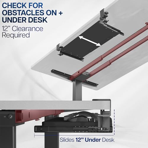 VIVO Small Keyboard Tray, Under Desk Pull Out with Extra Sturdy C Clamp Mount System, 20 (26 Including Clamps) x 11 inch Slide-Out Computer Platform Drawer, White, MOUNT-KB05ES-W | Keyboard Tray for Typing, Slide Out Platform, Extra Sturdy C-Clamp Mount S