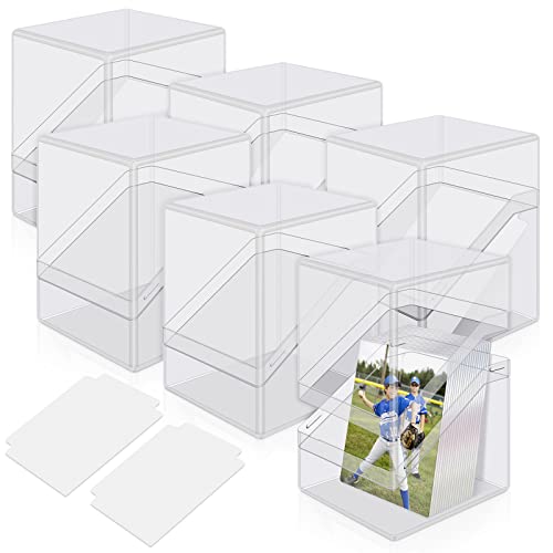 Mlikero Card Deck Cases, 6 Pack Acrylic Commander Deck Box Holding 100+ Sleeved Cards with 6 Dividers, Clear Card Storage Box Fit for MTG, TCG, Sports Cards - color: Clear, size: 6 Pack