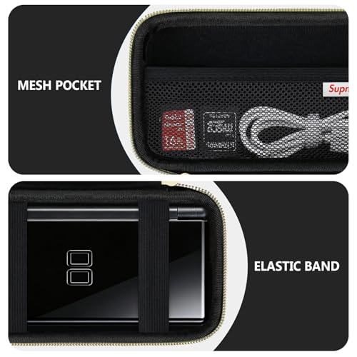 Supmay Hard Carrying Case Compatible with Nintendo DS Lite NDSL, Gameboy Advance Games Storage Holder Travel Bag with Mesh Pocket for USB Charging Cable, Stylus, Earphones, Game Cartridge, Black - color: Black Cube