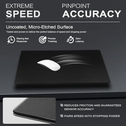 Glass Gaming Mouse Pad, 3mm Ultra-Thin Hard Gaming Mousepad ，Ultra-Smooth Micro-Etched Surface for Fast & Precise Tracking, Non-Slip Base, 15.7" x11.8", Black - size: 15.8L x 11.8W inches
