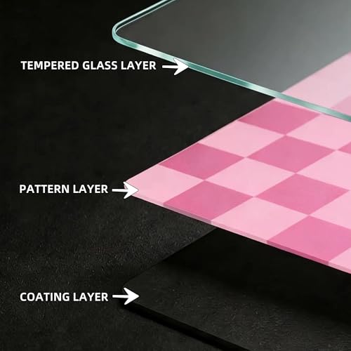 Glass Mousepad, XVX Pink Checkerboard Tempered Large Hard Mouse Mat 410mm×310mm, Ultra-Smooth Glass Surface for Speed & Precision Control - color: Pink