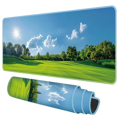Galdas Gaming Mouse Pad XXL XL Large Long Extended Big Mousepad Non-Slip Rubber Keyboard Mouse Pad with Stitched Edges for Laptop Home Office (31.5x11.8x0.08 Inch) … (Grass) - color: Grass