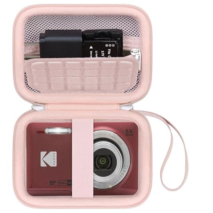 Canboc Hard Case for KODAK PIXPRO FZ55/ FZ45/ FZ43/ FZ53 16MP Digital Camera, Vlogging Camera Bag, Zipper Mesh Pocket fit Cable, SD Card, Pink (Case Only) - color: T-Pink