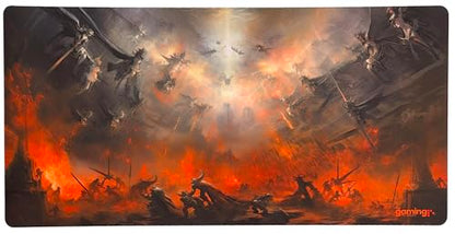 The Gaming Mat Company Single Player MTG Playmat & Mouse Pad – 28" x 14" Heavenly Battle Gaming Mouse Pad Compatible with Magic: The Gathering playmats, MTG Cards, TCG Gaming mat - color: Heavenly Battle