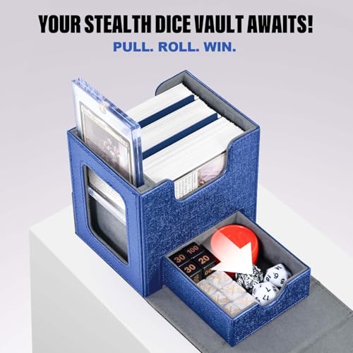 Kabinka Commander Deck Box for MTG, Card Deck Box with Dice Tray | Holds 100 Double-Sleeved Cards, for TCG/PTCG, Patented Design,with 35PT Magnetic Card Holder (Black& Blue, Dragon) - color: C-Black& Blue, Dragon