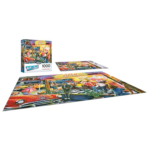 RoseArt - Back to The Past - in and Out Diner - 1000 Piece Jigsaw Puzzle for Adults - style: In and Out Diner