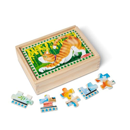 Melissa & Doug 4‑in‑1 Wooden Pets Jigsaw Puzzle Set, 48 Pieces with Storage Box, Toddler Puzzle Toy for Kids Ages 3+ - FSC Certified - style: Pets