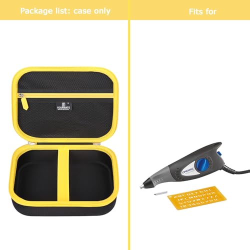 Tourmate Travel Carrying Case for Dremel 290-02 120-Volt Engraver Rotary Tool - Hard Storage Case for NEIKO Engraver Rotary Tool(ONLY CASE) (Black & Yellow) - color: Black & Yellow