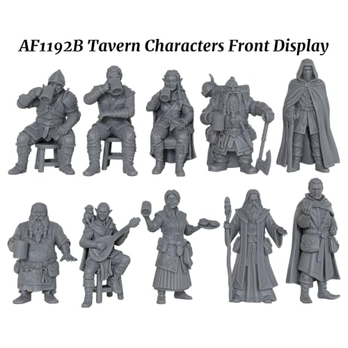 Tabletop RPG Game Human Miniatures Fantasy Tavern Characters AF1192B | 25mm Scale Tabletop Unpainted Miniatures Pack, Fantasy RPG Figure Set, Perfect Role Playing RPG Gift & RPG Accessory - color: Af1192b Tavern Characters