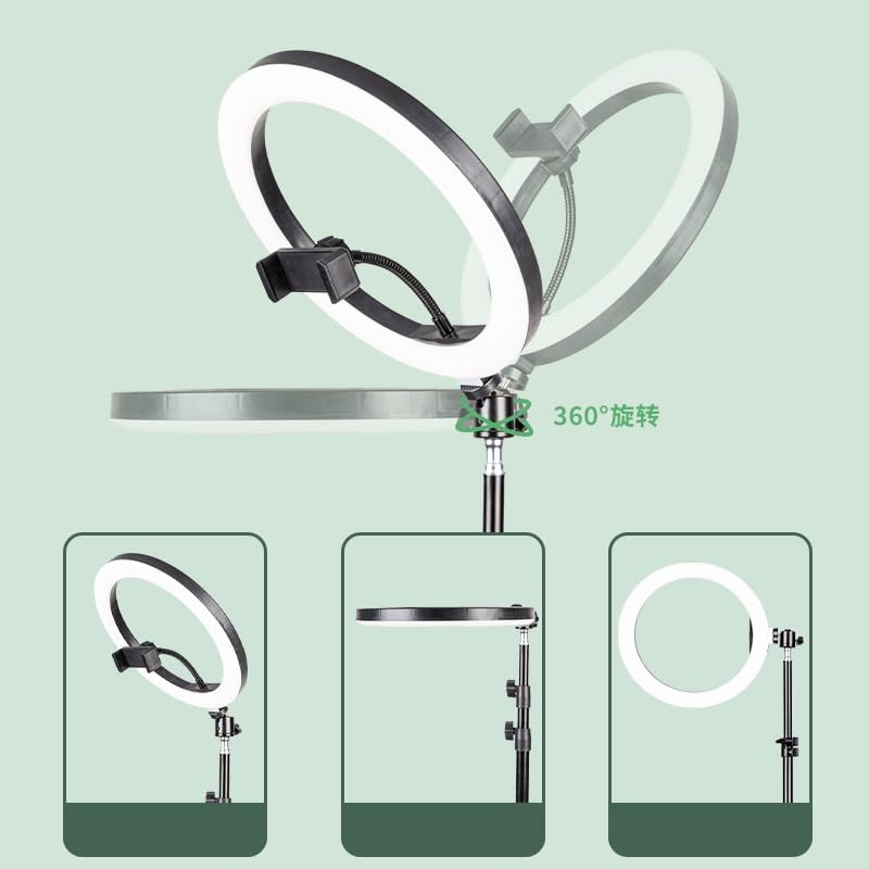 Live Streaming Stand with Microphone Crossbar Tray Storage Rack Fill Light Photo Taking Floor Standing Stand
