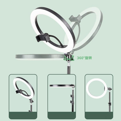 Live Streaming Stand with Microphone Crossbar Tray Storage Rack Fill Light Photo Taking Floor Standing Stand