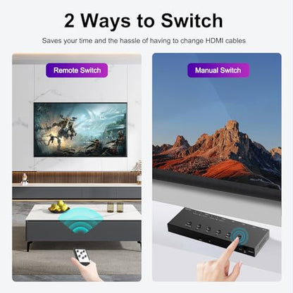 Dingsun 5In-1Out Converter, 3 Way HDMI 2.0 to HDMI Switcher + 2 Way RCA to HDMI Converter for Fire Stick，ROKU, N64, NGC, Wii, PS2/3/4/5, Xbox Series, Xbox ONE, Switch ect. - style: 5in-1out(2*RCA +3*HDMI to HDMI)Converter