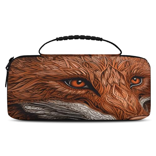Adornori Funny Fox Carry Case Compatible with Nintendo Switch 2, with 20 Games Cartridges, Animal Theme Portable Travel Carrying Case Pouch for Accessories & Games - color: Multicolor 17