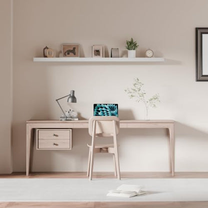 60 inch Long White Floating Shelves Set of 1 | Solid Wood Large Wall Shelves with Invisible Brackets for Living Room, Bedroom, Bathroom, Kitchen, Laundry Room (White, 60 Inch) - color: White, size: 60 Inch set of 1