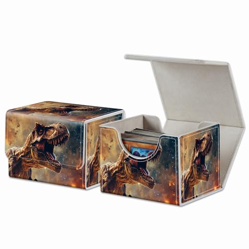 Strong Magnet Card Case Deck Box MTG Card Box Playing Card Box Magic Deck Box TCG Up to 200 Cards Creative Pattern Trading Card Storage Box for Collectible Card Games, A Mad Tyrannosaurus Rex dinosaur - color: A Mad Tyrannosaurus Rex dinosaur