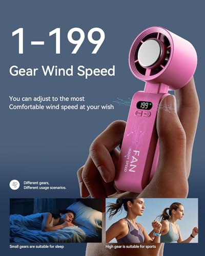 Handheld Portable Turbo Fan with Ice Cooler, Speed (1-199) 5500mAh Rechargeable Personal Fan,[20H Cooling Time] Mini Yet Powerful [20000 RPM] Small Pocket Fans for Travel/Outdoor/Home/Office, HotPink - color: Hot Pink