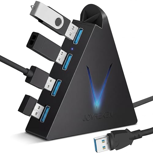 4-Port USB 3.0 Hub, FlyingVHUB USB Hub Tower with 2 ft Extended Cable,USB Splitter for Laptop,PC,PS4,PS5,Xbox,Mouse,Keyboard, Flash Drive, U-Disk (Black) - color: Black-A