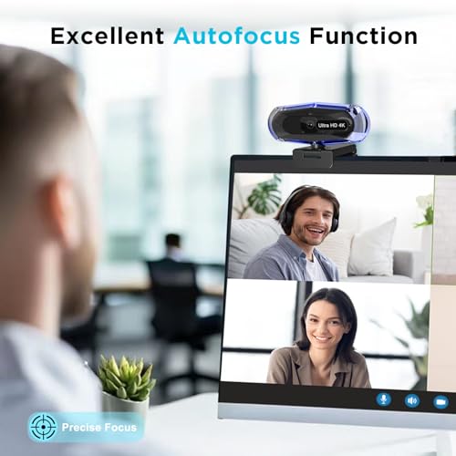 4K Webcam for PC, 4K Webcam with Remote Control and RGB Light, Autofocus Streaming Camera for PC/Mac, Plug and Play Computer Camera for Zoom/Skype/YouTube/Meeting - style: 4k+remote+tripod
