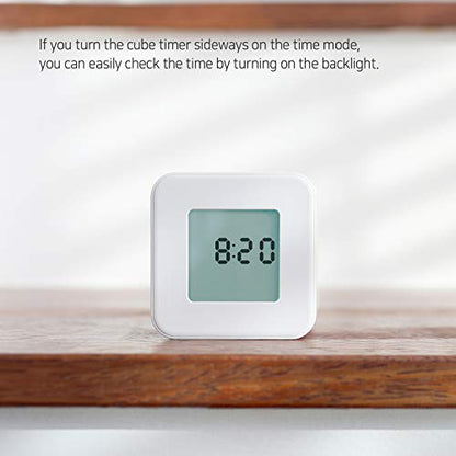 mooas Multi Clock Time Cube Timer (White), Alarm & Backlight Desk Productivity for ADHD Kids Classroom Study, Kitchen, Cooking, Desk, Office, Time Management 5,15,30,60 min Timer Various Setting - color: White