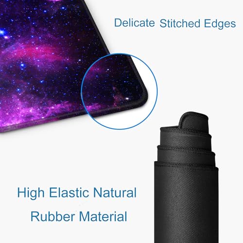 Gaming Mouse Pad, Large Mouse Pads for Desk, Non-Slip Rubber Base Mousepad, Keyboard Mouse Mat Desk Pad with Stitched Edges, 31.5x11.8 inch Galaxy - color: 02 Galaxy