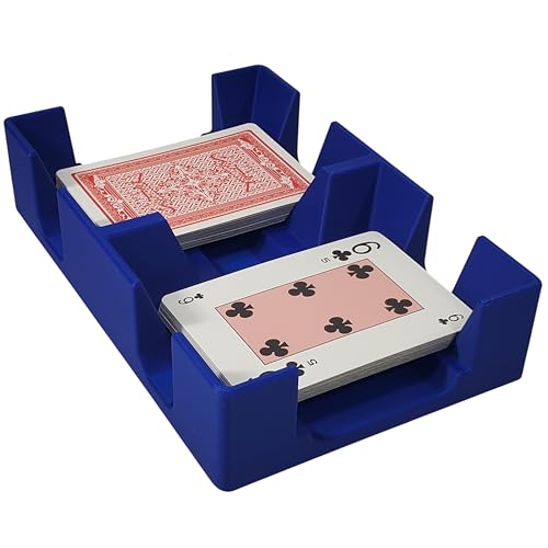Revolving Two Deck Playing Card Tray for 1-2 Decks: Made in USA (Blue) | Rotates 360°, Plastic, Holds up to 2 decks, Includes swivel turn table base, for Canasta, Rummy, UNO, Newt's Playing Cards - color: Blue, size: 2 Deck