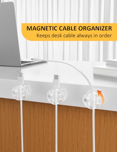 Cable Management Clips, 7-Pack Clear Cord Organizers, Desktop Cable Holders Compatible with 0-8mm Wires
