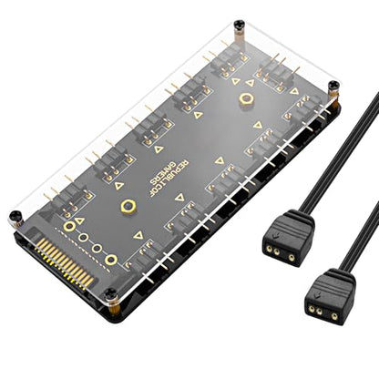 MEIRIYFA 5V 3핀 ARGB 스플리터 허브, 1~10방향 LED 팬 허브 컨트롤러, 50CM 연장 코드/SATA 전원 연장 케이블 어댑터 포함, PC ARGB 팬 쿨러용