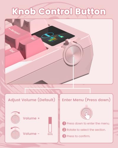 L80 Wireless Gaming Keyboard, 75% Mechanical Keyboard with Smart Display and Knob, Tri-Mode BT/2.4GHz/USB-C, Gasket Mount RGB Backlit, Hot Swappable for PC Mac - color: Pink