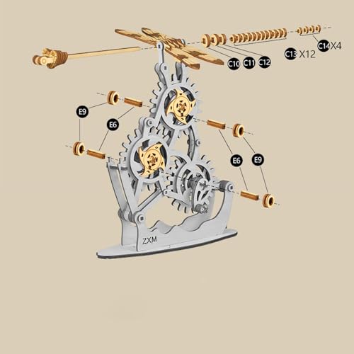 Aida & Hani Wooden Dragonfly Toys 3D Puzzle Toy Creative DIY Assembly Mechanical Wood with Mortise and Tenon Structure Jigsaw Toy Ornament