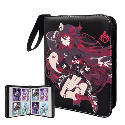 Card Binder for Cards,4 Pocket with 50 Sleeves up to 400 Cards,Waterproof Card Storage Bag with Removable Sleeves for Games and TCG Cards - color: Anime-400 Cards-006, size: 4 Pocket